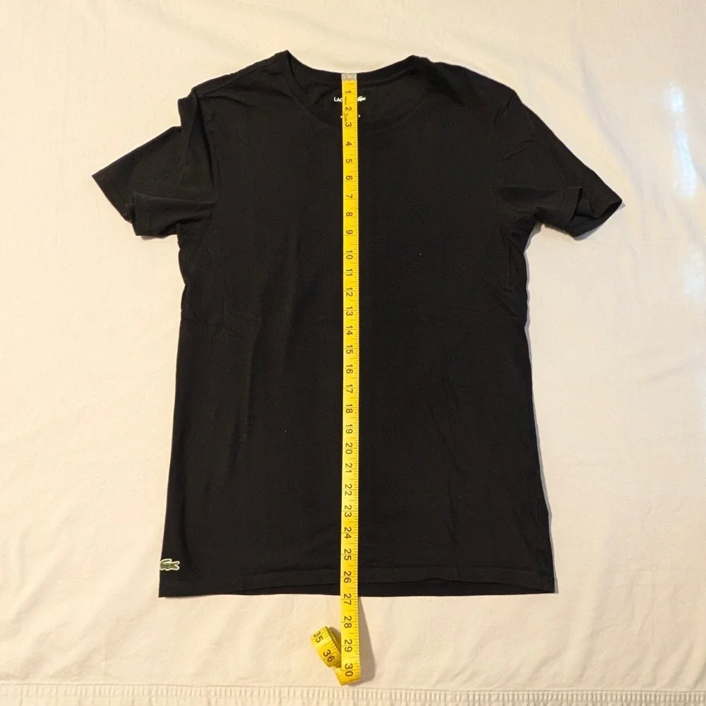 Lacoste Mens Crew Neck T-Shirt Black Size Large TH3321 Crocodile Logo